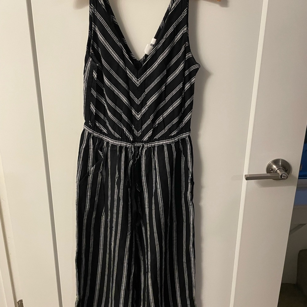 GAP Black and White Striped Jumpsuit